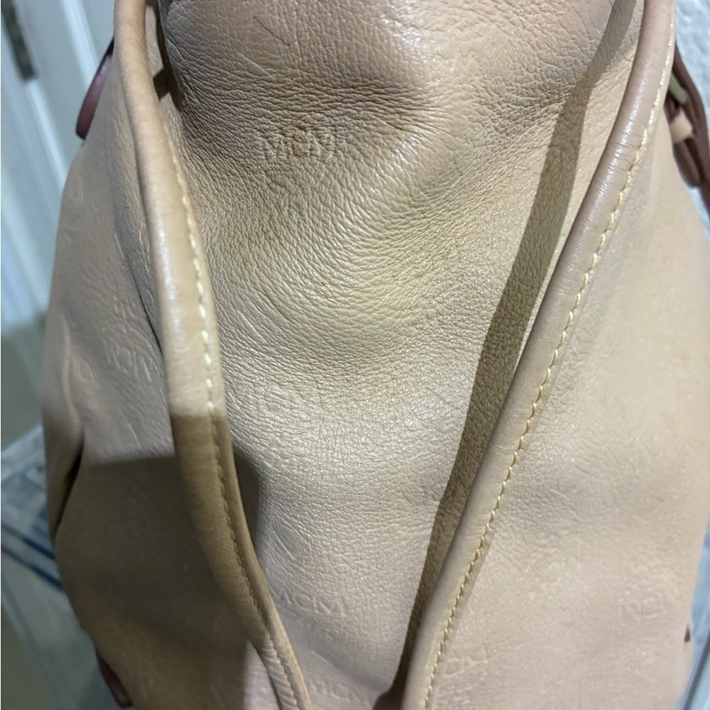 MCM Beige Leather Shoulder Bag - Picture 6 of 8